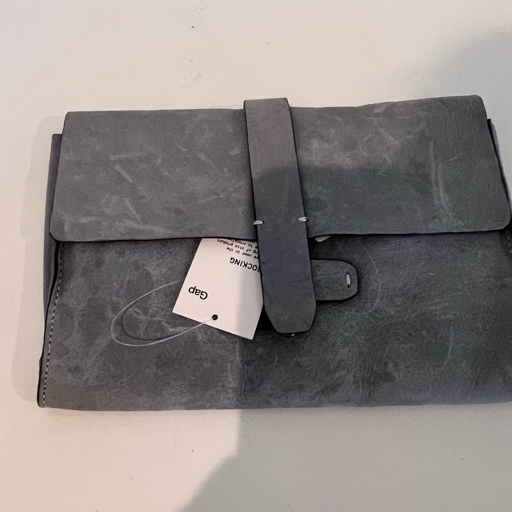 Light blue suede clutch